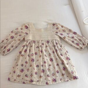 Zara Cream Smocked Sundress with Bishop Sleeves